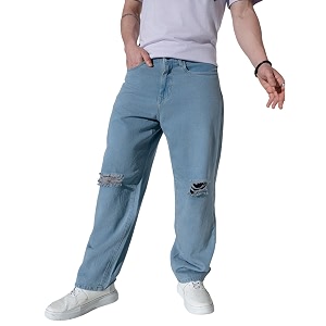 Hubberholme Mens Knee Distressed Loose Fit Jeans