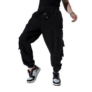Hubberholme Mens Loose Fit Cargo Jogger Jeans