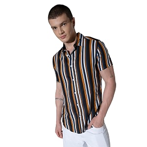 Hubberholme Mens Rayon Relaxed Fit Printed Half