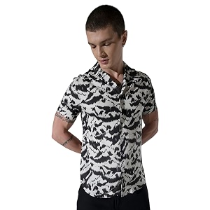 Hubberholme Mens Rayon Relaxed Fit Printed Half