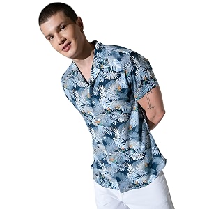 Hubberholme Mens Rayon Relaxed Fit Printed Half