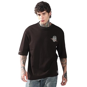 Hubberholme Men Cotton Terry Printed Oversized Round