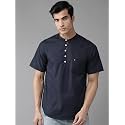 Hubberholme Men Navy Blue Woven Shirt