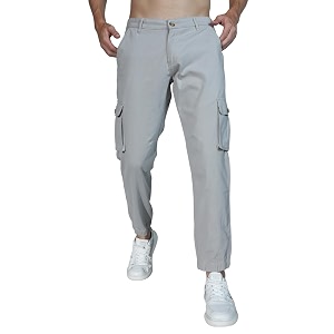 Hubberholme Mens Grey Mid-Rise Cotton Casual Joggers