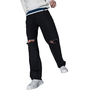 Hubberholme Womens Knee Ripped Dad Fit Jeans