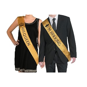 i m her kinghis queen sash for party decoration combo pack king and queen sash gold