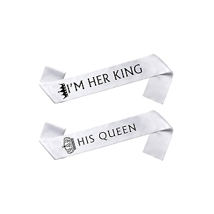 i m her kinghis queen sash for party decoration combo pack king and queen sash white