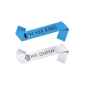 i m her kinghis queen sash for party decoration combo pack king and queen sash blue amp white