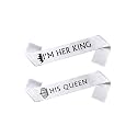 i m her King/his Queen sash for Party Decoration Combo Pack King and Queen sash (White)