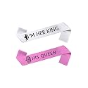 i m her King/his Queen sash for Party Decoration Combo Pack King and Queen sash (White &amp; Pink)