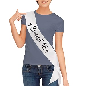 sweet 16 sash for girls birthday party decoration