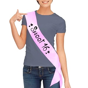 sweet 16 sash for girls birthday party decoration