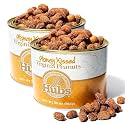 Hubs Peanuts Super Extra-Large Honey Kissed Virginia Peanuts - Premium Virginia Nuts with All-Natural Sweet Honey Coating - Healthy Snacks in Reusable Vacuum-Sealed Tin - 2 Packs of 20 oz Cans