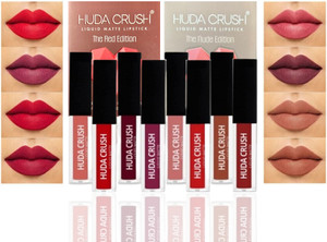 huda crush beauty waterproof  long lasting red-nude edition mini liquid matte lipstick set