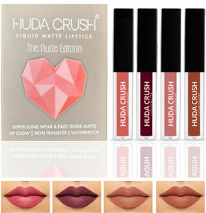 huda crush beauty waterproof  long lasting red-nude edition mini liquid matte lipstick set