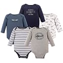 Hudson Baby baby-boys Cotton Long-sleeve Bodysuits 5-pack