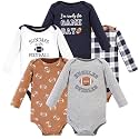 Hudson Baby baby-boys Cotton Long-sleeve Bodysuits 5-pack