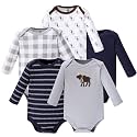 Hudson Baby baby-boys Cotton Long-sleeve Bodysuits 5-pack