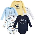 Hudson Baby baby-boys Cotton Long-sleeve Bodysuits 5-pack