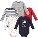 Hudson Baby baby-boys Cotton Long-sleeve Bodysuits 5-pack