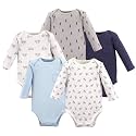 Hudson Baby baby-boys Cotton Long-sleeve Bodysuits 5-pack