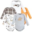Hudson Baby baby-boys Cotton Long-sleeve Bodysuits 5-pack