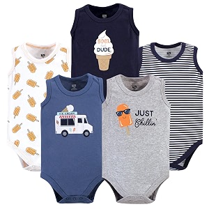 Hudson baby Boys Sleeveless Cotton Bodysuits 5