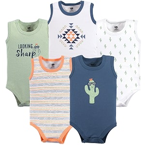 Hudson baby Boys Sleeveless Cotton Bodysuits 5