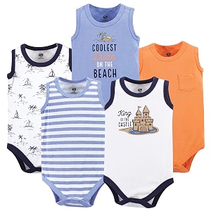 Hudson baby Boys Sleeveless Cotton Bodysuits 5
