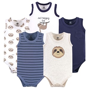Hudson baby Boys Sleeveless Cotton Bodysuits 5