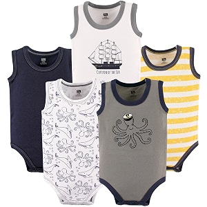 Hudson baby Boys Sleeveless Cotton Bodysuits 5