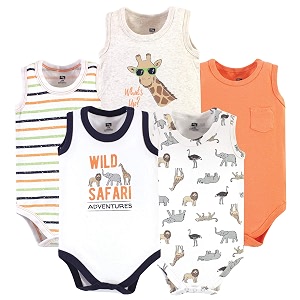 Hudson baby Boys Sleeveless Cotton Bodysuits 5