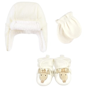 hudson baby girls39 trapper hat mitten and bootie set