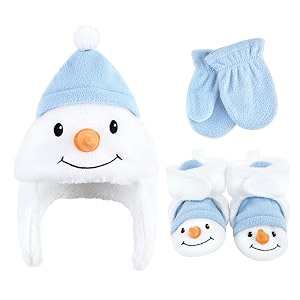 hudson baby girls39 trapper hat mitten and bootie set
