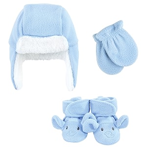 hudson baby girls39 trapper hat mitten and bootie set