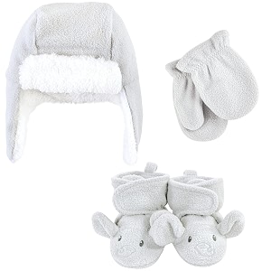 hudson baby girls39 trapper hat mitten and bootie set