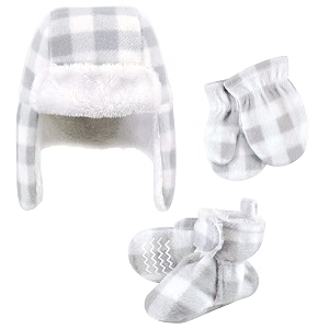 hudson baby girls39 trapper hat mitten and bootie set