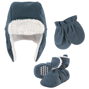 hudson baby girls39 trapper hat mitten and bootie set
