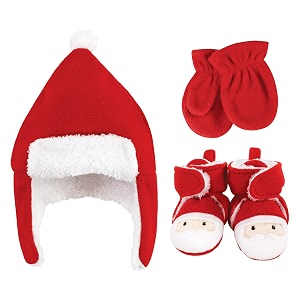 hudson baby girls39 trapper hat mitten and bootie set