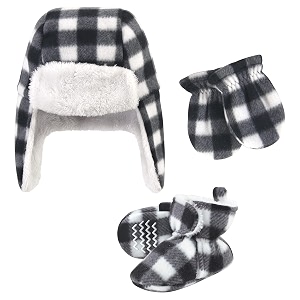 hudson baby girls39 trapper hat mitten and bootie set