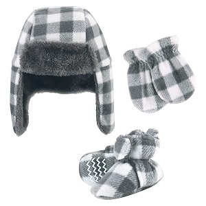 hudson baby girls39 trapper hat mitten and bootie set