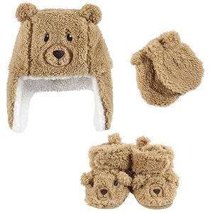 hudson baby girls39 trapper hat mitten and bootie set
