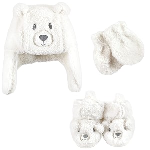 hudson baby girls39 trapper hat mitten and bootie set