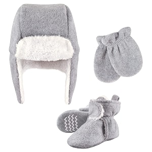 hudson baby girls39 trapper hat mitten and bootie set