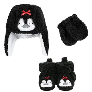 hudson baby girls39 trapper hat mitten and bootie set