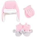 Hudson Baby Girls' Trapper Hat, Mitten and Bootie Set