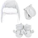 Hudson Baby Girls' Trapper Hat, Mitten and Bootie Set