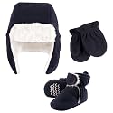 Hudson Baby Girls' Trapper Hat, Mitten and Bootie Set