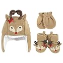 Hudson Baby Girls' Trapper Hat, Mitten and Bootie Set