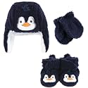 Hudson Baby Girls' Trapper Hat, Mitten and Bootie Set